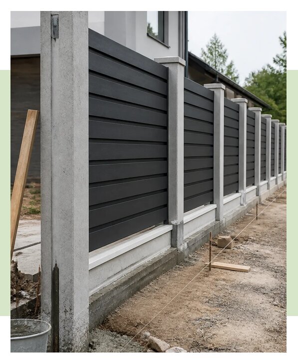 Установка забора с бетонными столбами под ключ в Белорецке